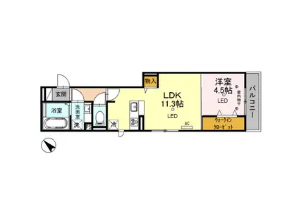 ルミエール(1LDK/3階)の間取り写真