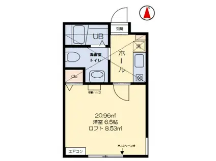 ラ・シャンス橋本第26-2号棟(1K/2階)の間取り写真