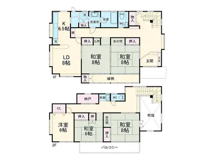 東武鉄道東上線 北坂戸駅 徒歩70分 2階建 築34年(5SLDK)の間取り写真