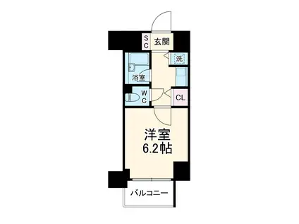 パラシオ塚本2 2号棟(1K/10階)の間取り写真