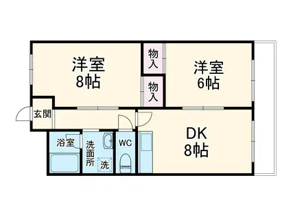 シャトー辻本II(2DK/4階)の間取り写真