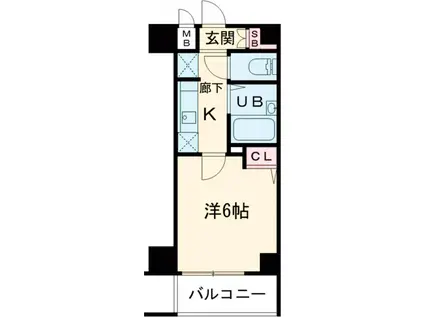 プレール・ドゥーク上北沢(1K/6階)の間取り写真