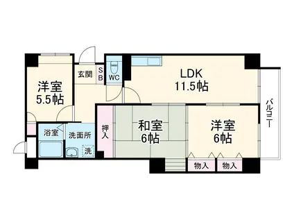 パレスコート二条(3LDK/4階)の間取り写真
