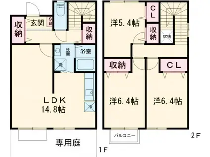 コンフォートテラス　Ｃ(3LDK)の間取り写真