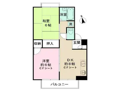 ハイムSI(2DK/3階)の間取り写真