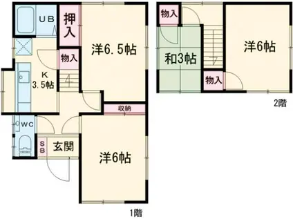 西武鉄道多摩湖線 一橋学園駅 徒歩16分 2階建 築61年(4K)の間取り写真