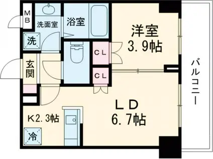 ロイジェント西新井(1LDK/1階)の間取り写真