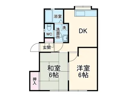 ブランベール(2DK/2階)の間取り写真