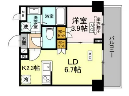 ロイジェント西新井(1LDK/6階)の間取り写真