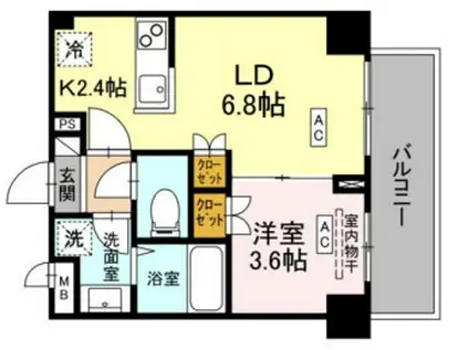 ロイジェント西新井(1LDK/6階)の間取り写真