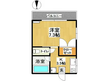 オクトプエス(1K/2階)の間取り写真