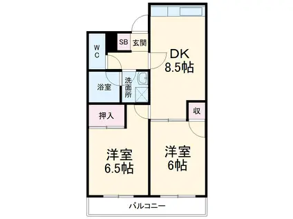 オークレスト相武台(2DK/3階)の間取り写真