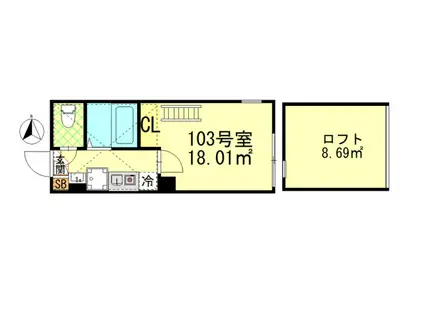 MIGHTY武蔵中原(1K/1階)の間取り写真