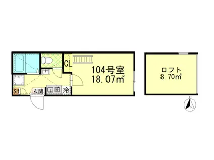 MIGHTY武蔵中原(1K/1階)の間取り写真