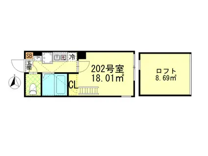 MIGHTY武蔵中原(1K/1階)の間取り写真