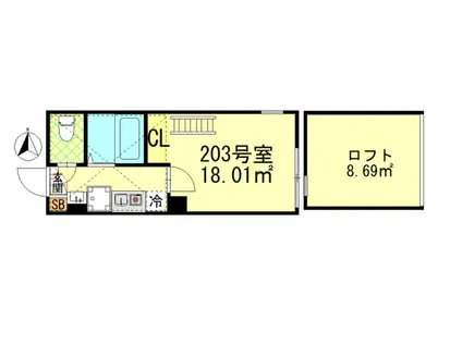 MIGHTY武蔵中原(1K/2階)の間取り写真