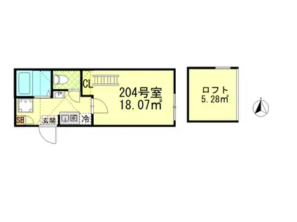 MIGHTY武蔵中原(1K/2階)の間取り写真