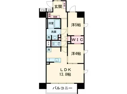 LUXENA船堀(2LDK/12階)の間取り写真