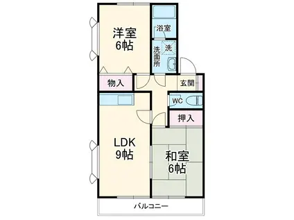 ロイヤル宮前Ⅰ棟(2LDK/2階)の間取り写真