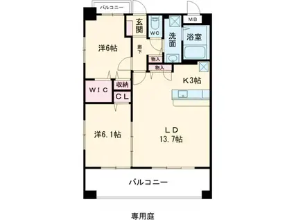 エターナルK(2LDK/6階)の間取り写真