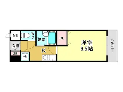 美穂ヶ丘サカタハイツ(1K/7階)の間取り写真