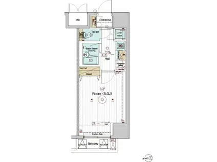 ベルグレード HJ(1K/4階)の間取り写真