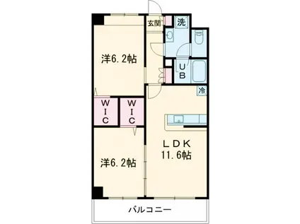 コルザKⅡ(2LDK/6階)の間取り写真