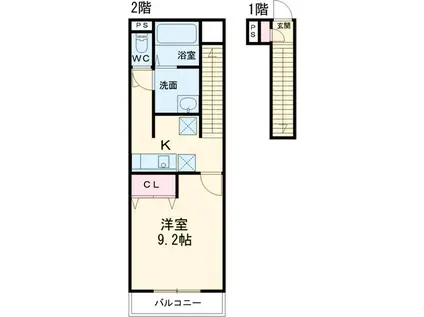 リブリ・ショコラ(1K/2階)の間取り写真