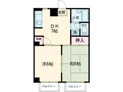 ディアホーム平岡(2DK/2階)の間取り写真