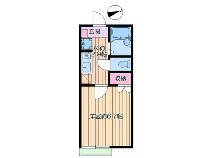 HOKUSAI345(1K/2階)の間取り写真