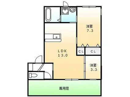 グランシャリ(2LDK/1階)の間取り写真