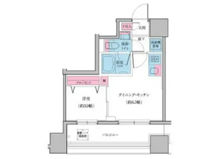 クレヴィアリグゼ日暮里(1DK/4階)の間取り写真