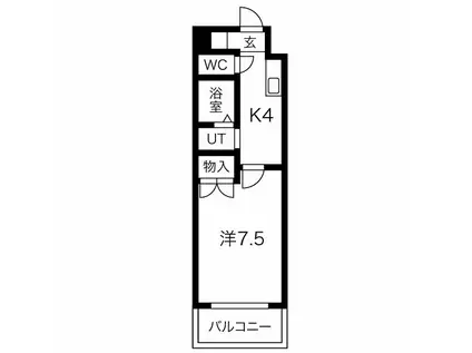 サンヒルズ八事山(1K/4階)の間取り写真