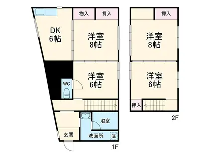 東海道本線 刈谷駅 徒歩14分 2階建 築49年(3LDK)の間取り写真