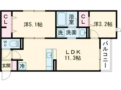 D-PRECIOUS高野台(2LDK/2階)の間取り写真