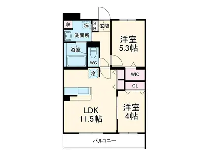 ジュピア・メゾン油小路(2LDK/2階)の間取り写真