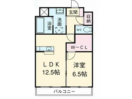 セントレア浄水(1LDK/1階)の間取り写真