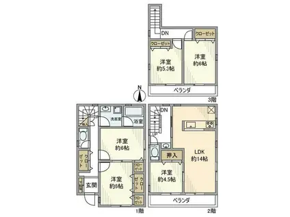 東京都新宿線 篠崎駅 徒歩9分 2階建 築7年(5LDK)の間取り写真