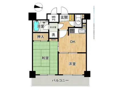ライオンズマンション千葉東(2DK/12階)の間取り写真