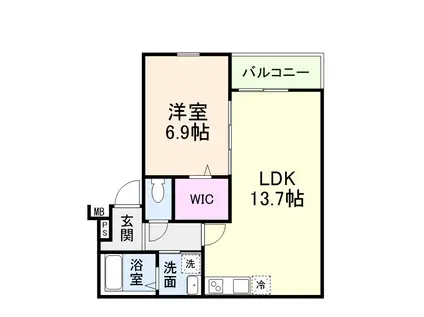 フジパレス寺方(1LDK/1階)の間取り写真