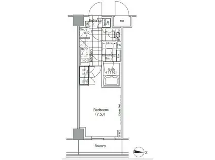 ザ・パークハビオ高円寺(1K/2階)の間取り写真