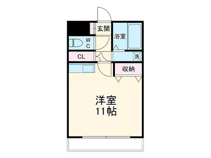 クリスタル甲府善光寺(ワンルーム/4階)の間取り写真