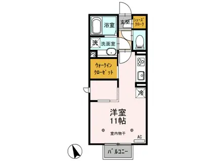 マロニエジャルダン B(ワンルーム/2階)の間取り写真