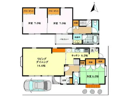 横浜線 橋本駅(神奈川) 徒歩8分 2階建 築25年(3LDK)の間取り写真