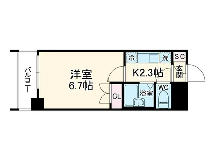 プライマル西船橋(1K/10階)の間取り写真