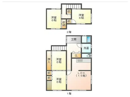 近鉄湯の山線 大羽根園駅 徒歩8分 2階建 築47年(4LDK)の間取り写真