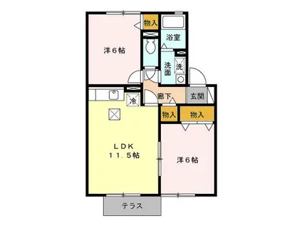 レディアガーデン(2LDK/2階)の間取り写真