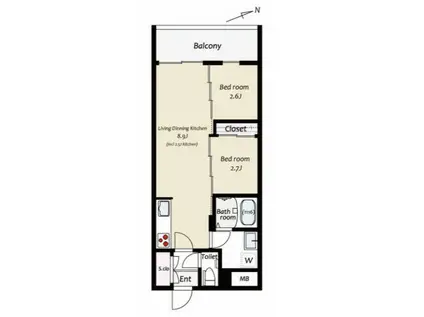 KUZE市川(2LDK/1階)の間取り写真