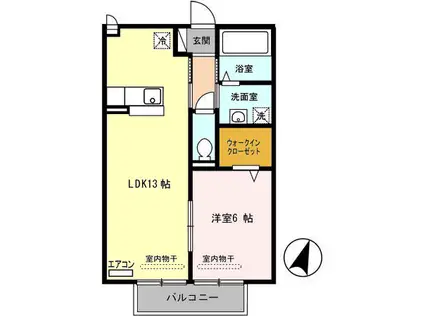 オークガーデンM(1LDK/2階)の間取り写真