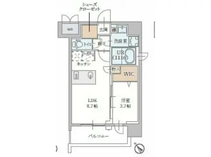 プランドール新北野(1LDK/2階)の間取り写真